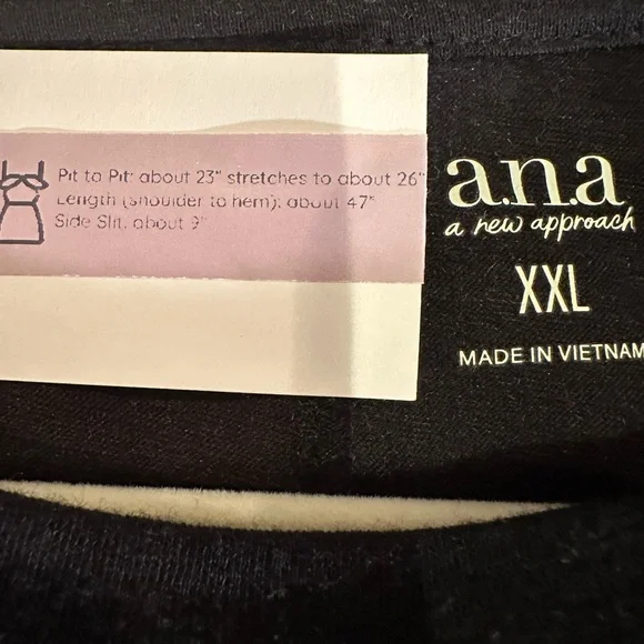 a.n.a Black Side Slit Dress XXL NWT Stretch Cotton - Picture 12 of 12